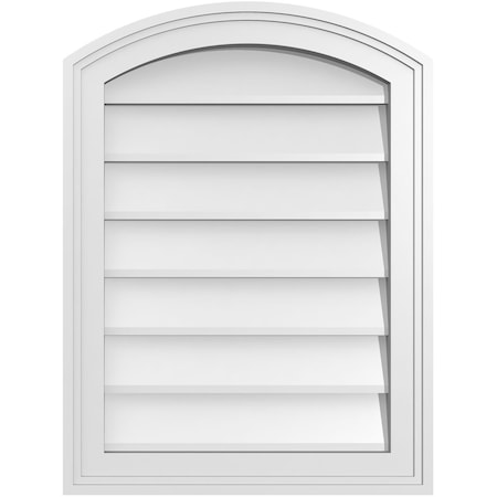 Ekena Millwork Arch Top Surface Mount PVC Gable Vent: Functional, w/ 2"W x 1-1/2"P Brickmould Frame, 18"W x 24"H GVPAR18X2402SF